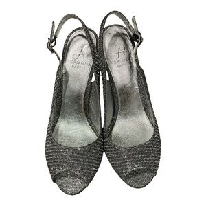 Adrianna Papell Women's Silver Peep-Toe Heels 8M